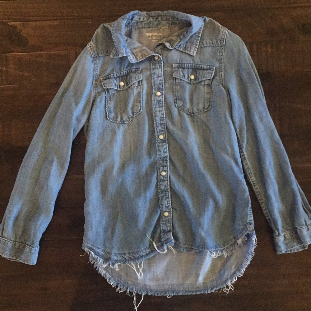 Gap Youth Medium denim button up long sleeve.